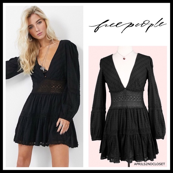 FREE PEOPLE BOHO LONG SLEEVES MINI DRESS A3C - Picture 14 of 16